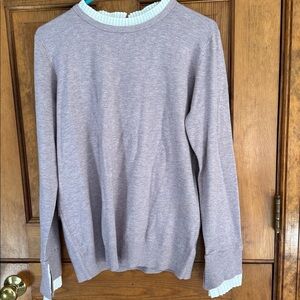 Tan Sweater with White Accents